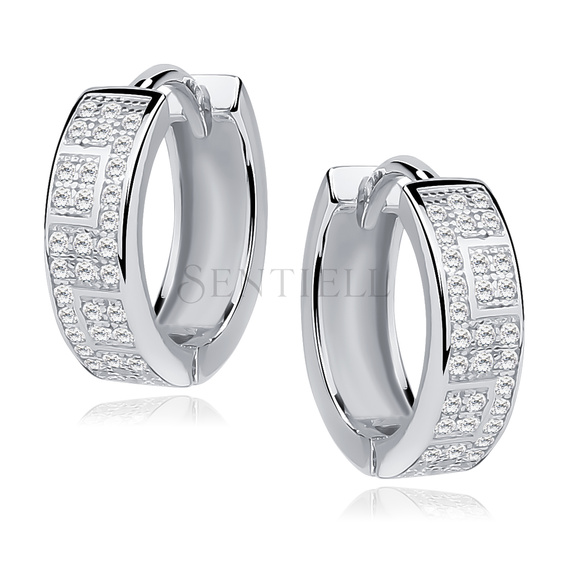 Silver (925) earrings hoop with zirconia