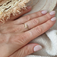 Silver (925) gold-plated ring, clover with white zirconias