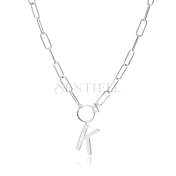 Silver (925) necklace - letter K with circle