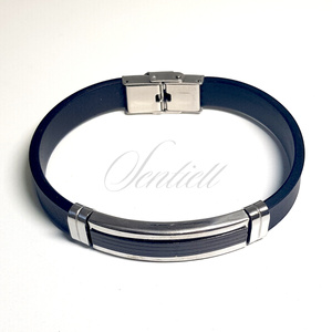 Stainless steel bracelet with rubber strap